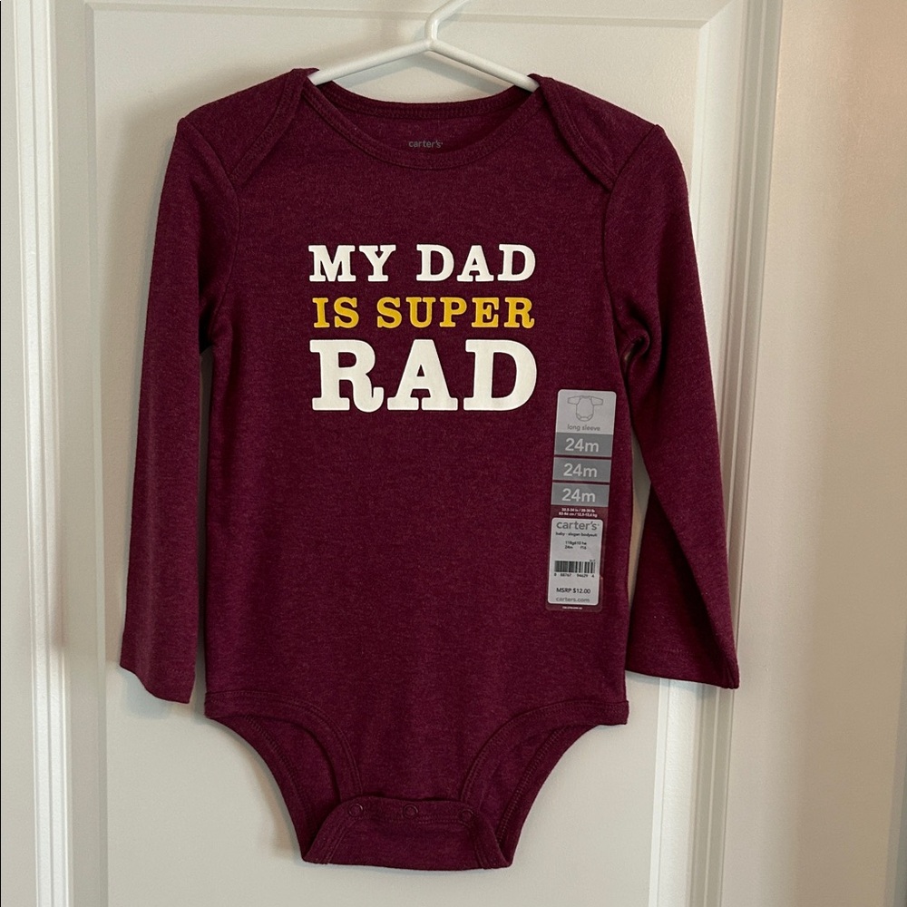 Carter's Burgundy 'My Dad is Super Rad' Long Sleeve Bodysuit
